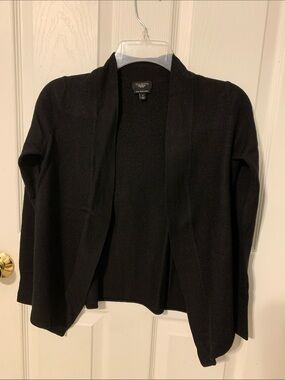 Talbots Black Open-Front Merino Wool Cardigan - size S